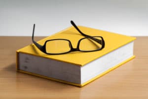 Yellow book & glasses