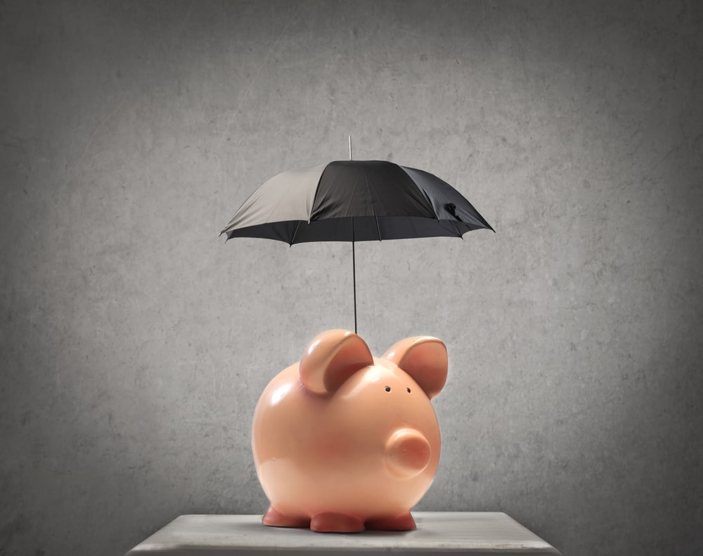 Piggy bank w: umbrella