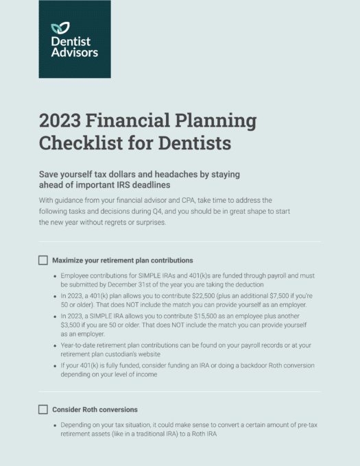 Tax Planning Checklist for Dentists Dentist Advisors